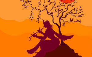 Shri Krishna Brown Silhouette Wallpaper