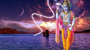 Shri Krishna Fingertips Light Wallpaper