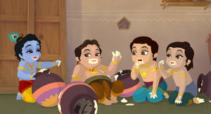 Shri Krishna With Other Babies Wallpaper