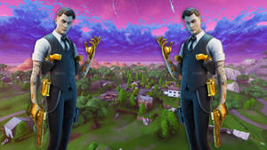 Signature Golden Pistol Midas Fortnite Skin Mirrored Wallpaper