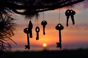 Silhouette Hanging Keys Wallpaper