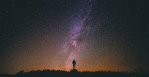 Silhouette Man Stargazing Wallpaper