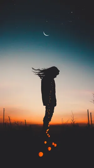 Silhouette Of A Girl Aesthetic Wallpaper
