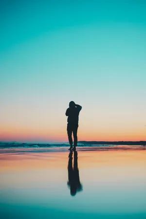 Silhouette Seashore Photography Wallpaper