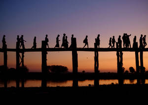 Silhouette Teak Bridge Wallpaper