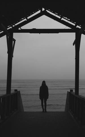 Silhouette Woman In Boardwalk Wallpaper