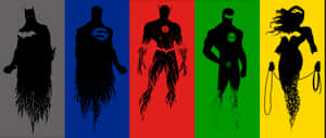 Silhouettes Of Dc Superhero Collage Wallpaper