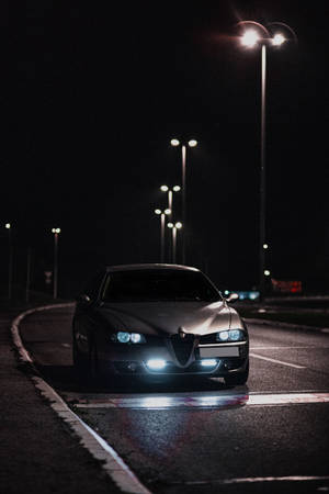 Silver Alfa Romeo At Night Wallpaper