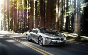 Silver Bmw I8 Road Wallpaper