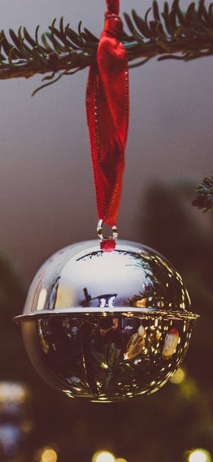 Silver Christmas Ball Iphone Wallpaper