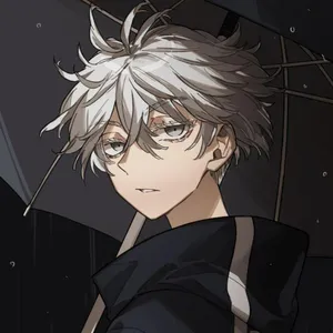 Silver Haired Anime Boy With Umbrella Wallpaper