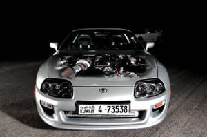 Silver Toyota Supra Engine Illustration Wallpaper