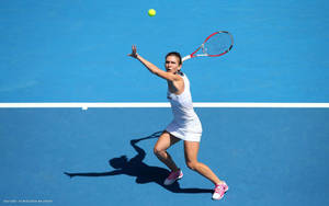 Simona Halep In Blue Court Wallpaper