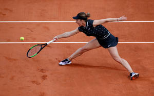 Simona Halep Reaching For The Ball Wallpaper