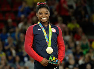 Simone Biles Rio 2016 Gold Medal Wallpaper