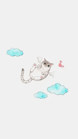 Simple And Cute Angel Cat Iphone Wallpaper