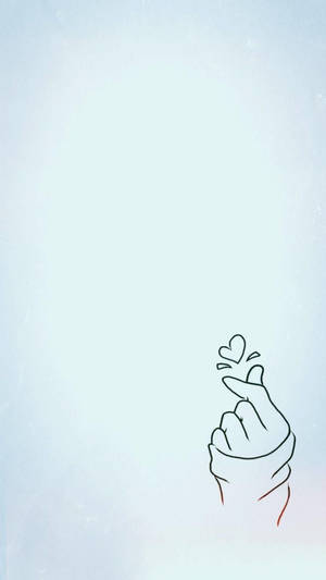 Simple Baby Blue Saranghae Finger Heart Wallpaper