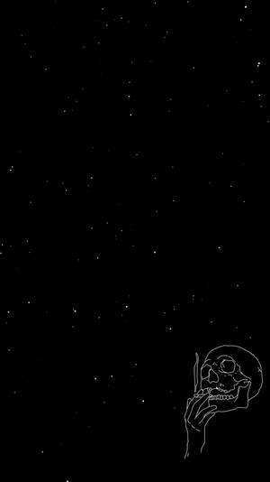 Simple Black Smoking Skull And Stars Wallpaper