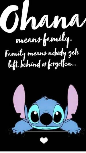 Simple Black Stitch Ohana Quote Wallpaper