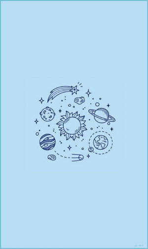 Simple Blue Aesthetic Solar System Wallpaper