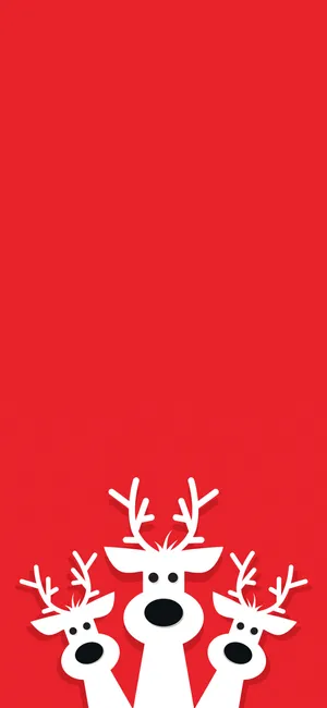 Simple Red Christmas Reindeers Wallpaper
