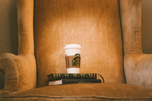 Single Couch Coffee Aesthetic Book Desktop Wallpaper