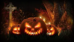 Sinister Carved Pumpkins Halloween Computer Wallpaper