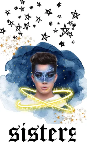 Sisters - A Poster With A Man In A Blue Shirt And Stars Wallpaper