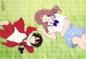 Sisters Reunited – Nishimiya And Shouya Enjoying A Moment In A Silent Voice Wallpaper