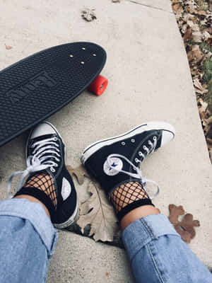 Skater Girl Aesthetic Shoes Flex Mobile Wallpaper