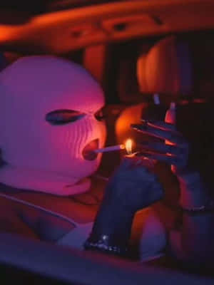 Ski Mask Girl Smoking In Car Wallpaper
