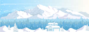 Ski Mountain Cartoon Wallpaper