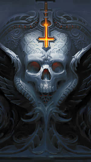 Skull And Crossbones With Gold Cross Wallpaper