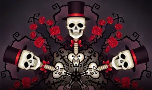 Skulls And Roses Hat Fantasy Wallpaper