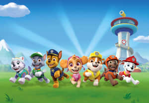 Skye Paw Patrol Happy Town Cartoon Wallpaper