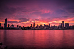 Skyline City View At Sunset Wallpaper