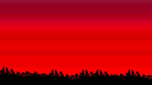 Skyline Of A City Bathed In A Glowing Red Wallpaper