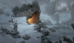 Skyrim Rocky Cave Landscape Wallpaper