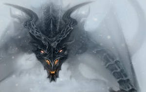 Skyrim Ultra Hd Dragon Emerging From Mist Wallpaper