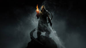 Skyrim Ultra Hd Dragonborn With Flame Hands Wallpaper