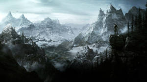 Skyrim Warrior On Mountains Wallpaper