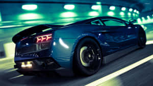 Sleek And Sexy, The Blue Lamborghini Aventador Stands Out Among The Competition. Wallpaper