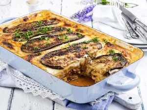 Slices Of Eggplant Topped On Moussaka Wallpaper
