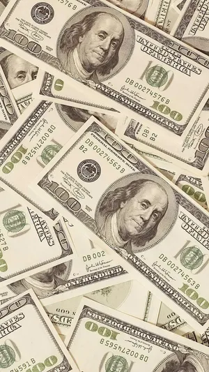 Slightly Brown 100 Dollar Bill Pile For Phone Wallpaper