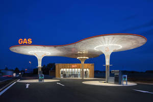 Slovakia Futuristic Gas Station Wallpaper