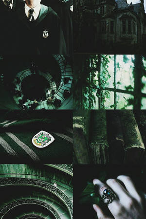 Slytherin Aesthetic Dark Green Theme Wallpaper