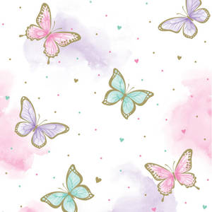 Small Hearts And Pastel Butterfly Wallpaper