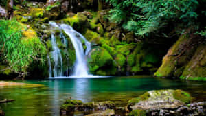 Small Waterfall Natural Background Wallpaper
