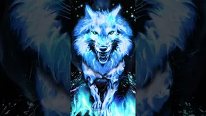 Smiling Cool Blue Wolf Digital Art Wallpaper