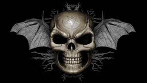 Smiling Hd Skull With Bat Wings Wallpaper